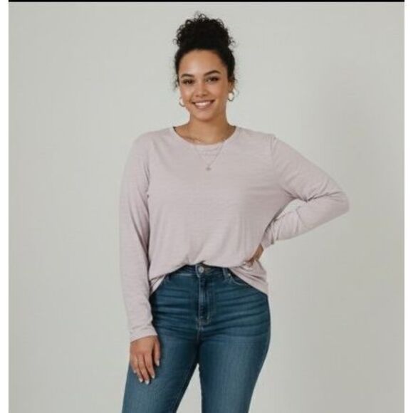 Old Navy Tops - Old Navy Light Purple Pink Cotton Long Sleeve Size XXL